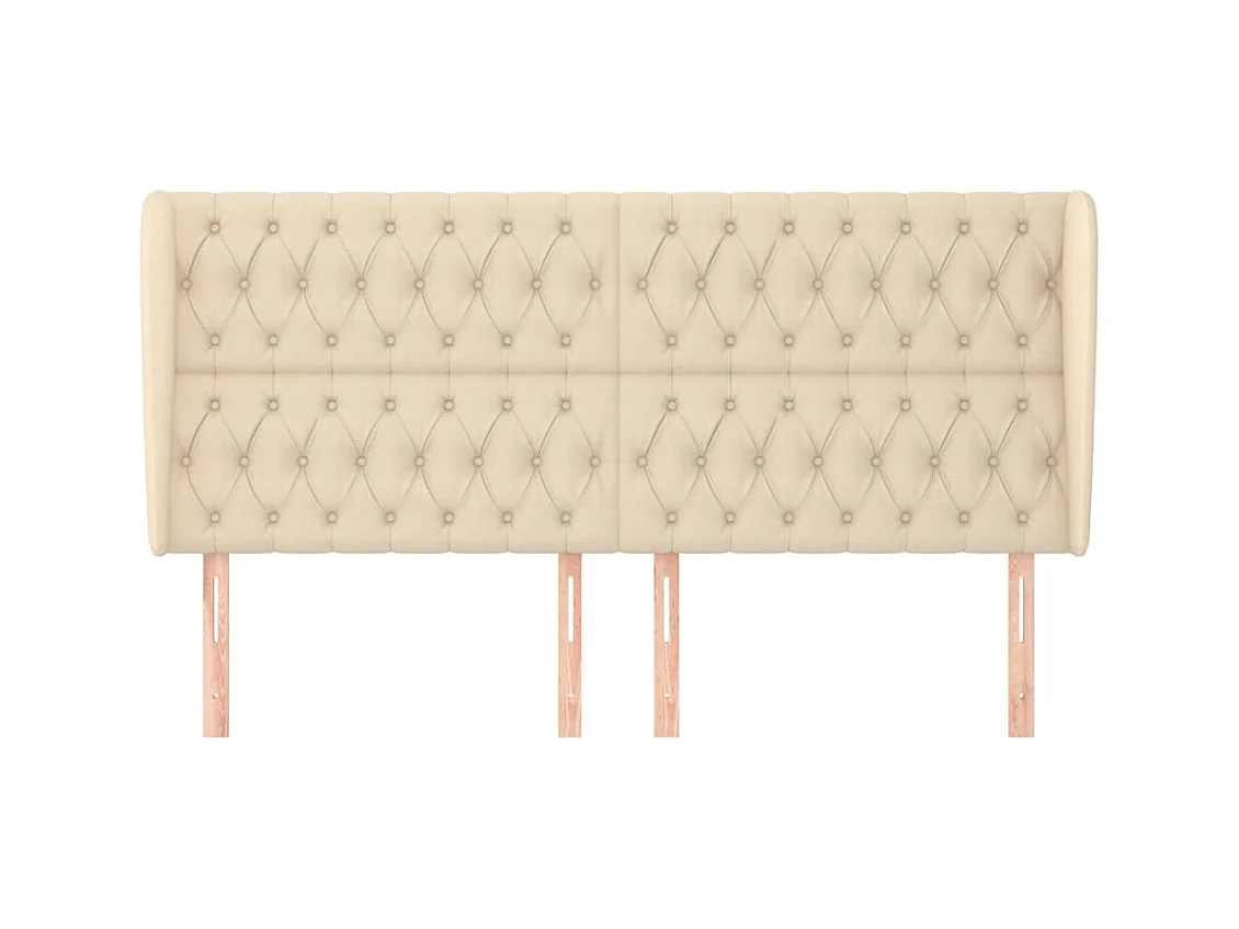 Tête de lit avec oreilles Crème 203x23x118/128 cm Tissu