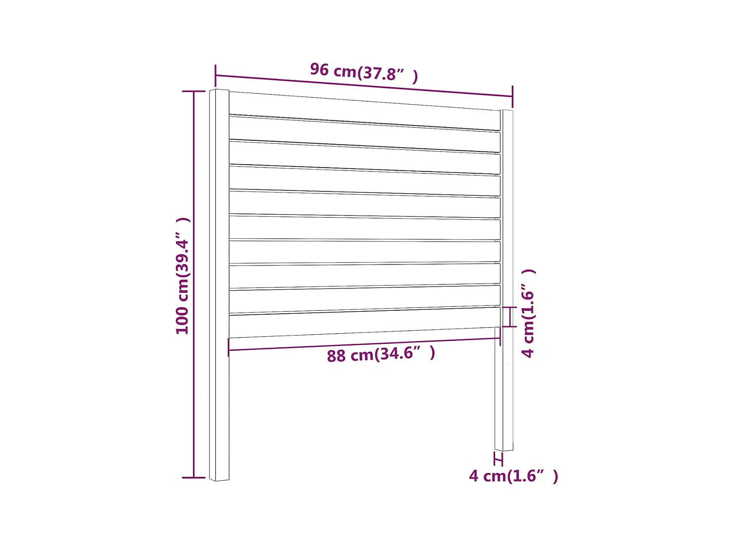 Hoofdbord 96x4x100 cm Massief grenenhout