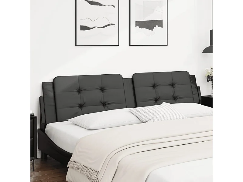 Zwart hoofdbordkussen 200 cm kunstleer