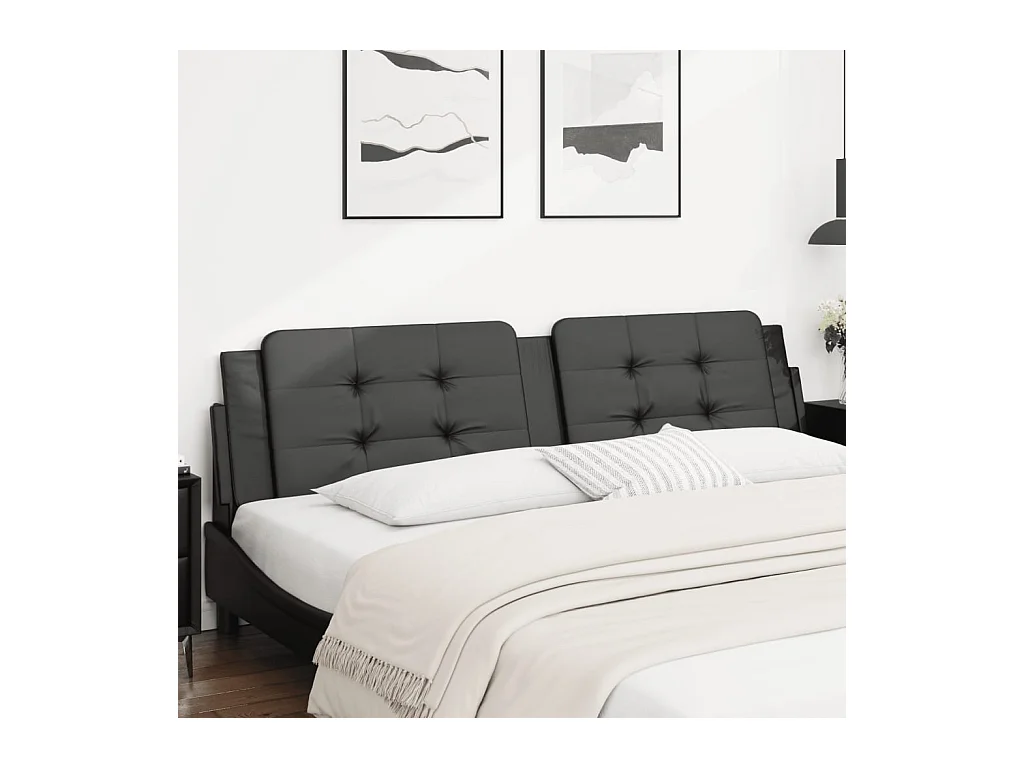 Zwart hoofdbordkussen 200 cm kunstleer