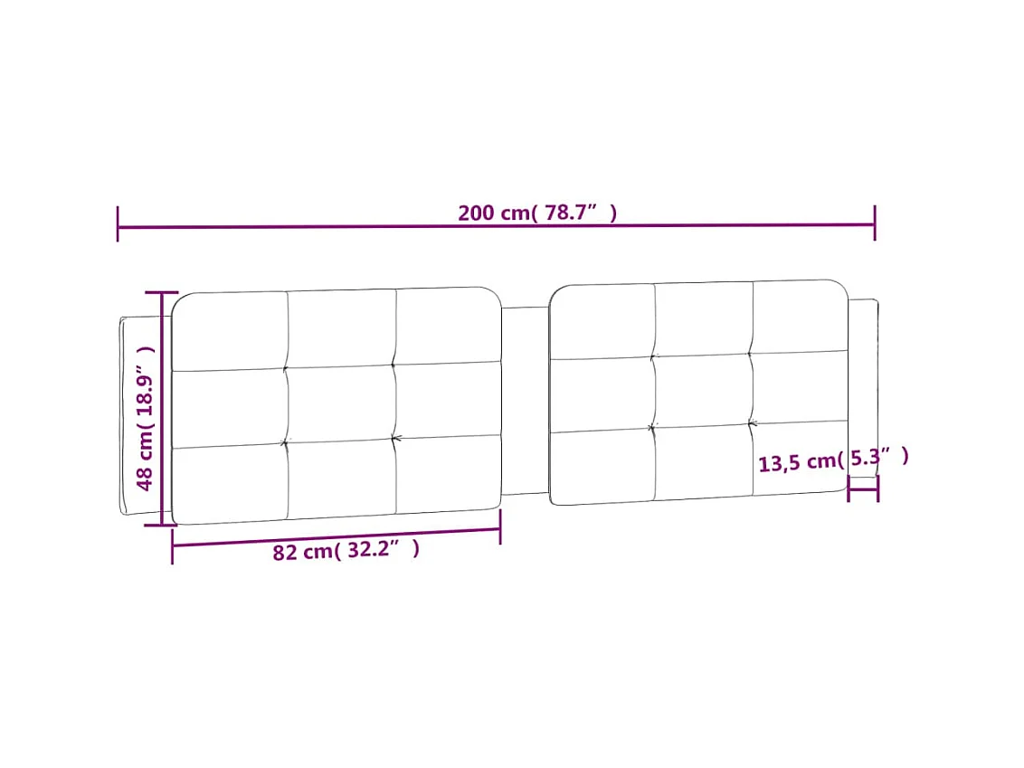 Zwart hoofdbordkussen 200 cm kunstleer