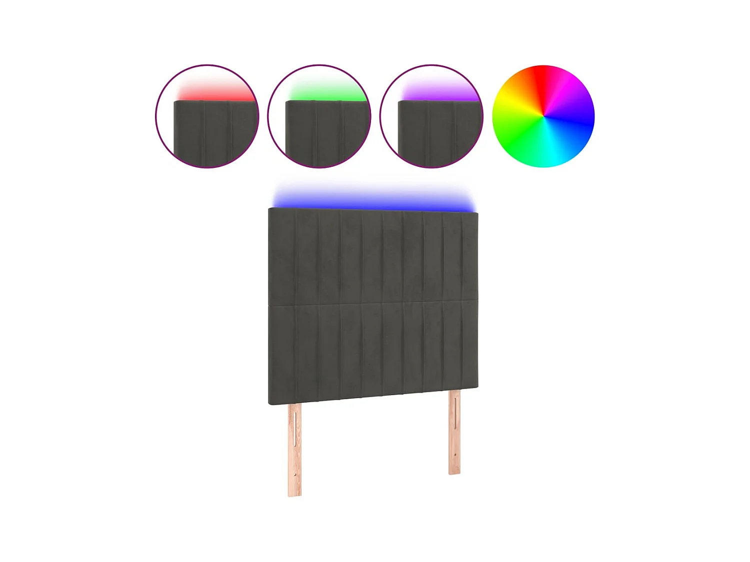 Tête de lit à LED Gris foncé 90x5x118/128 cm Velours