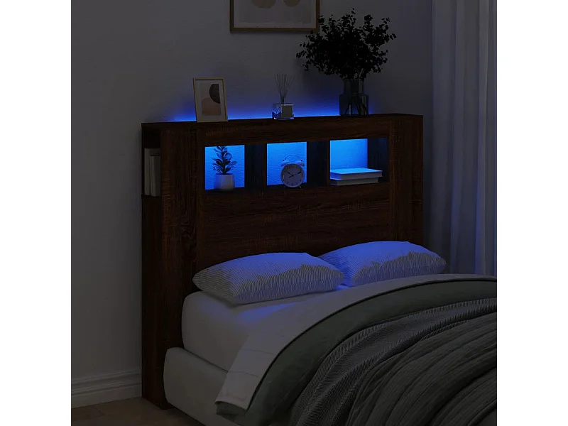 LED-Kopfteil Eiche braun 120x18,5x103,5cm Holzwerkstoff