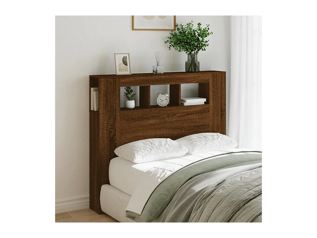 Testiera LED in rovere marrone 120x18,5x103,5cm in legno ingegnerizzato