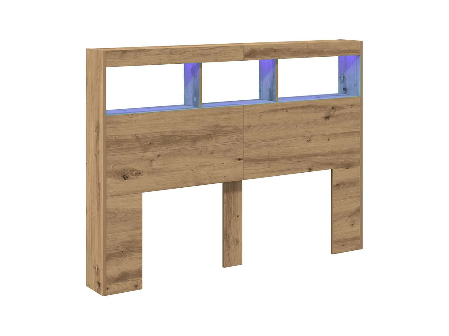 Cabecero de armario con luz LED, roble artesanal, 140x17x102 cm