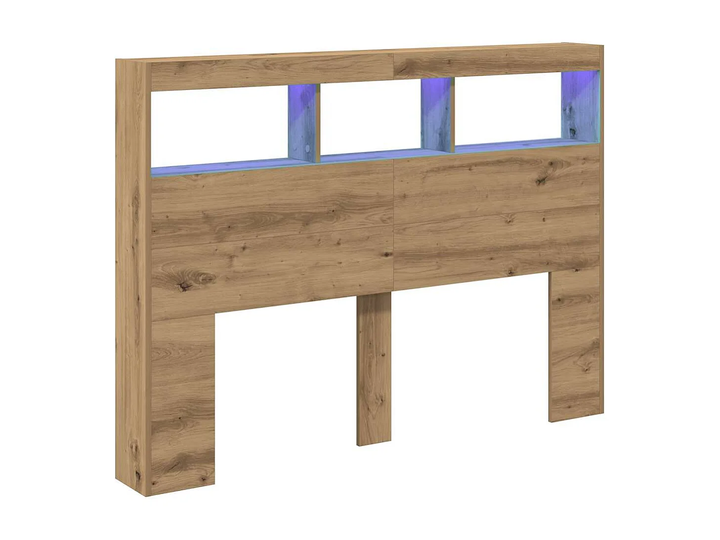 Hoofdbordkast met LED-verlichting, handgemaakt eikenhout, 140x17x102 cm