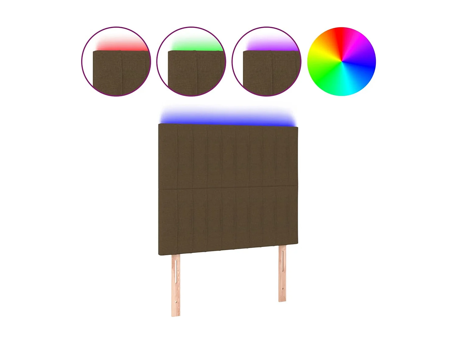 Cabecero LED Marrón Oscuro 80x5x118/128 cm Tela