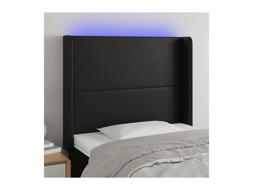 Cabecero LED Negro 93x16x118/128 cm Piel Sintética