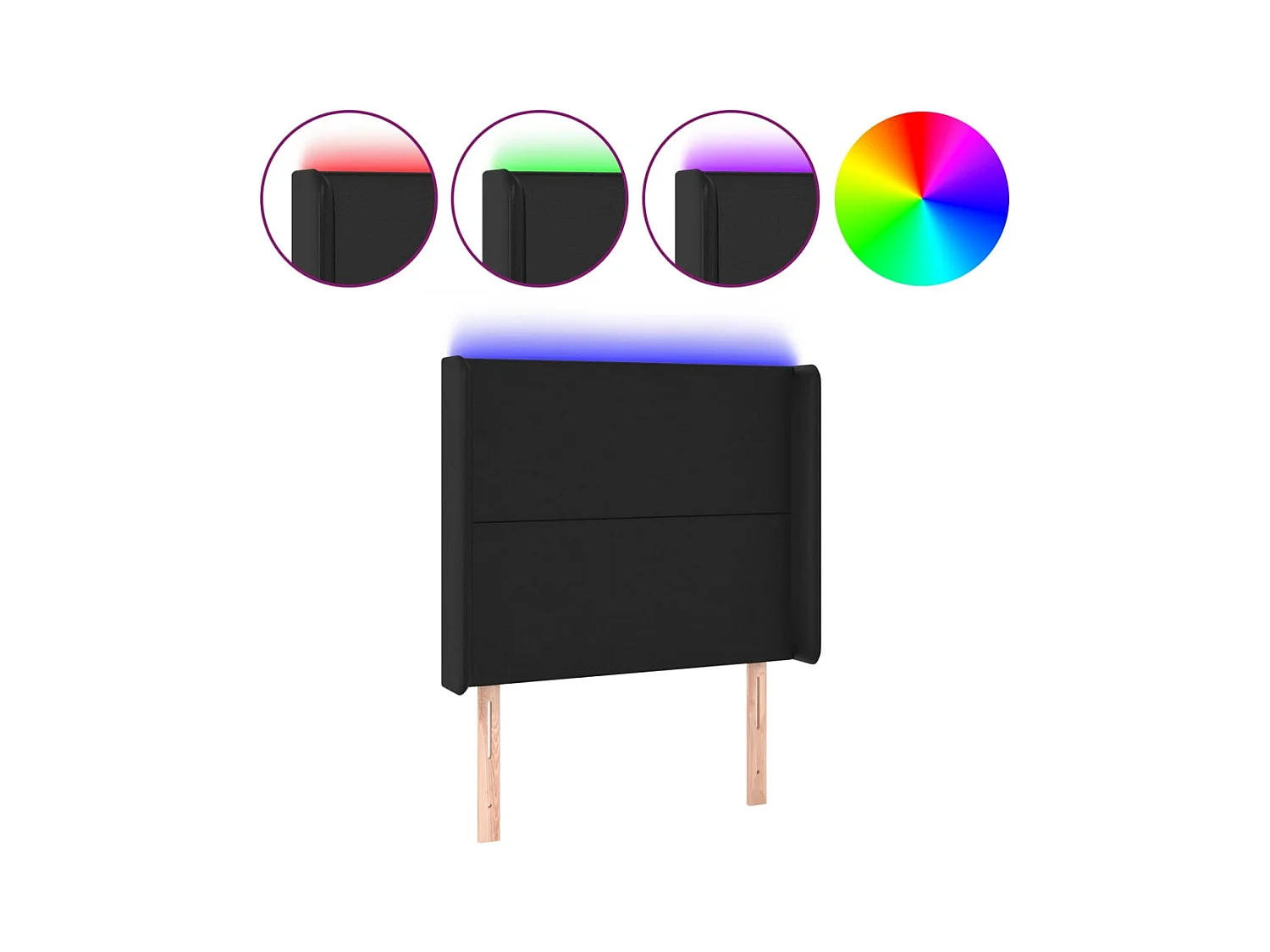 Cabecero LED Negro 93x16x118/128 cm Piel Sintética