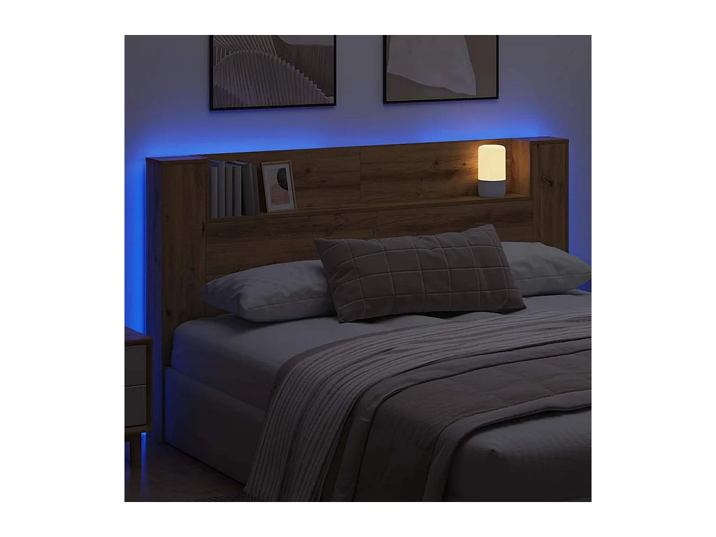 Handgemaakte eikenhouten hoofdbordkast 180 x 17 x 104,5 cm