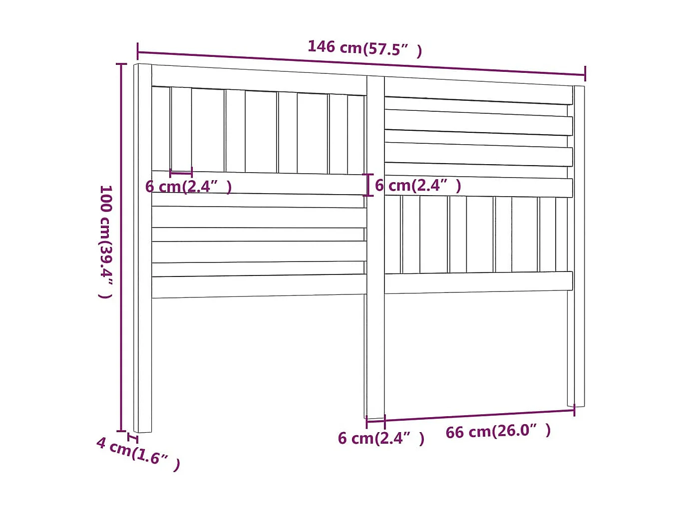 Honingbruin hoofdbord 146x4x100 cm massief grenenhout