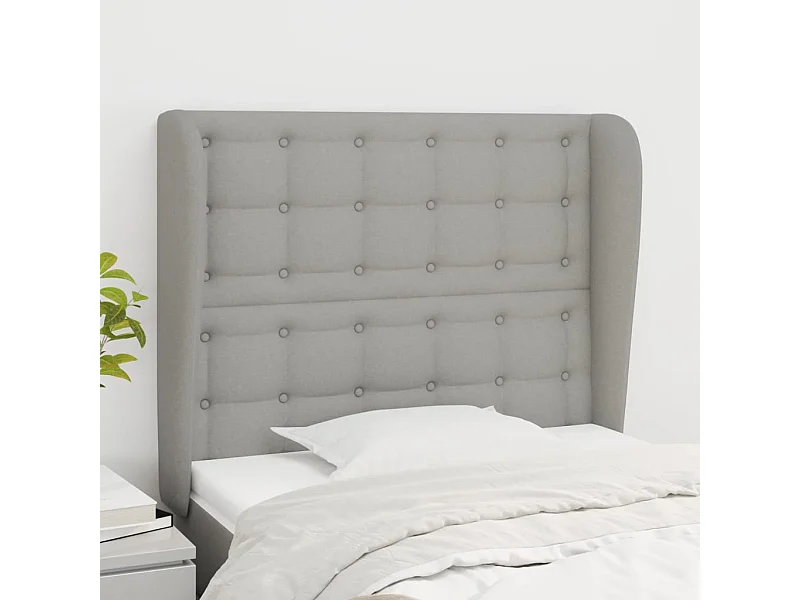 Kopfteil mit Flügeln Hellgrau 103x23x118/128 cm Stoff