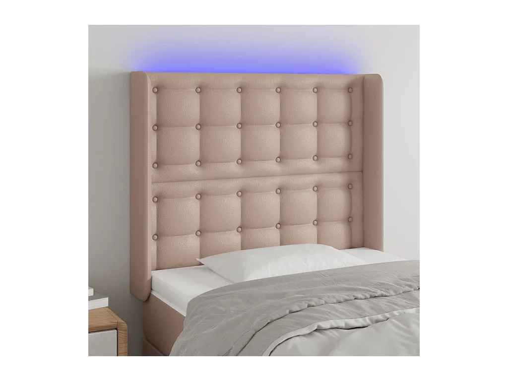 LED hoofdbord Cappuccino 103x16x118/128 cm Kunstleer