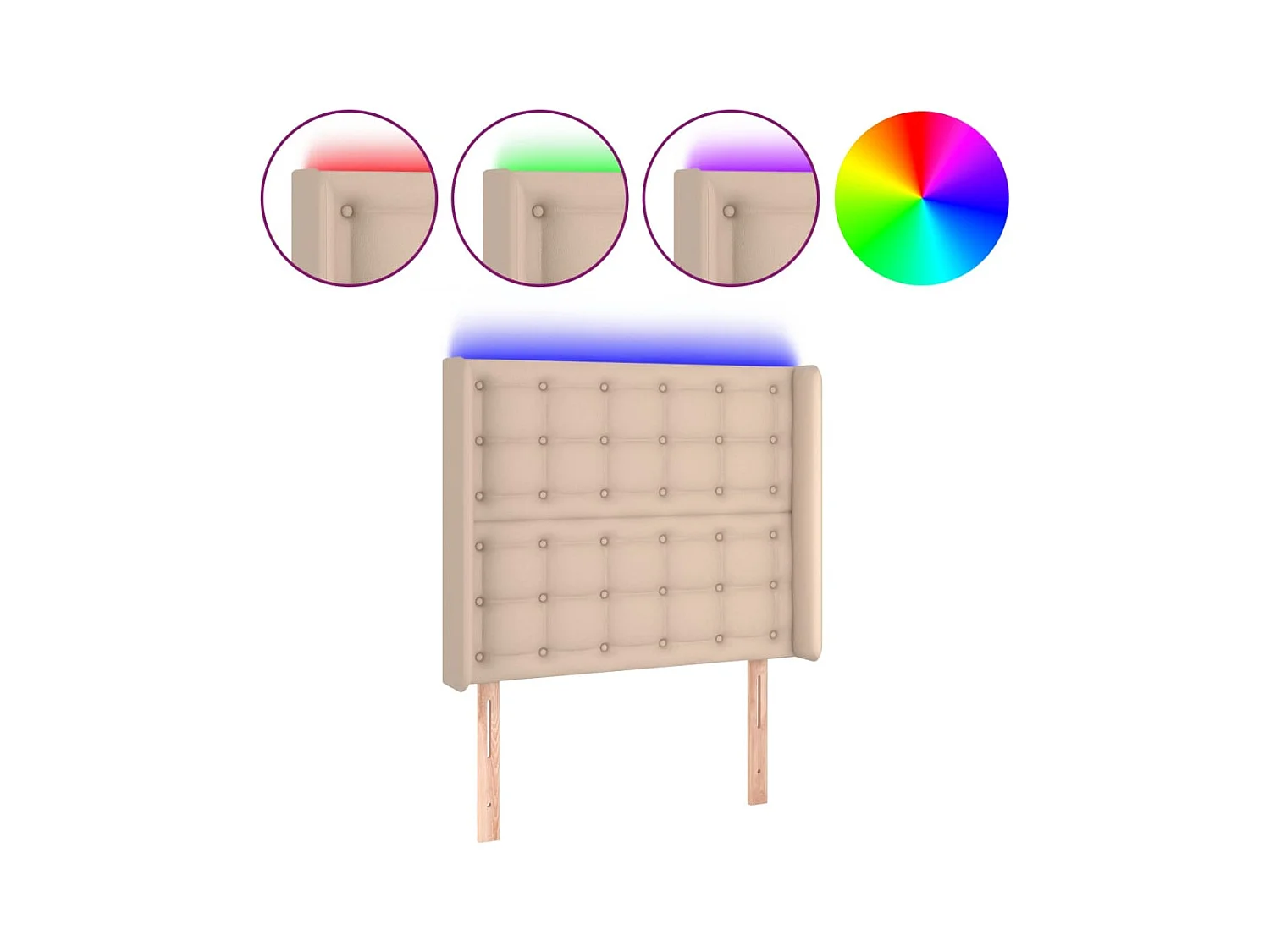 LED hoofdbord Cappuccino 103x16x118/128 cm Kunstleer