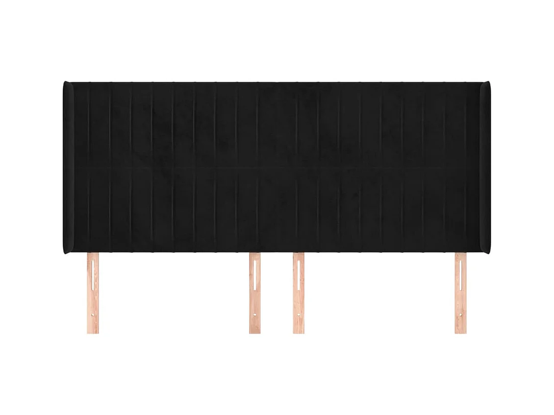Hoofdbord met vleugels Zwart 163x16x118/128 cm Fluweel