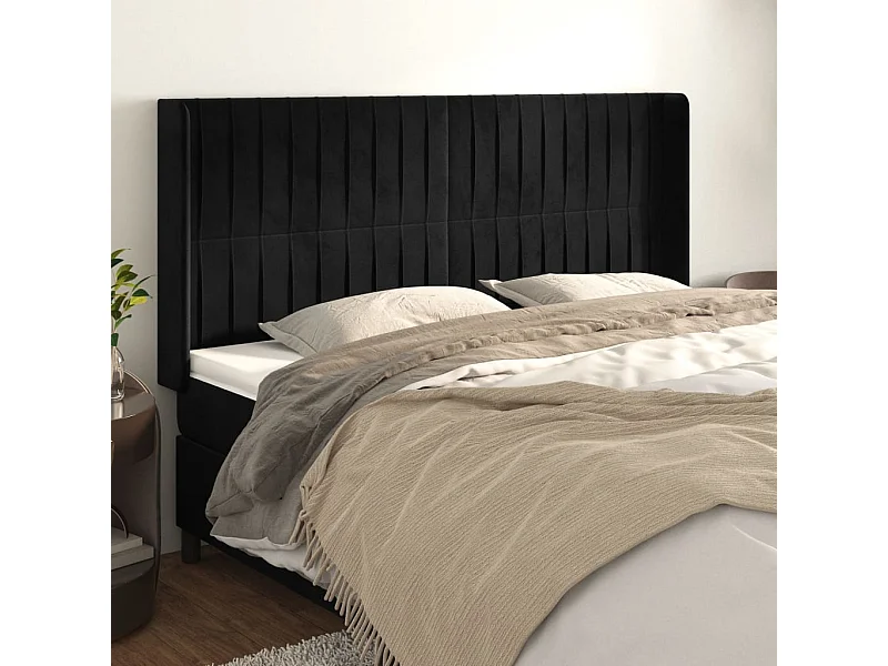 Cabecero con alas Negro 163x16x118/128 cm Terciopelo