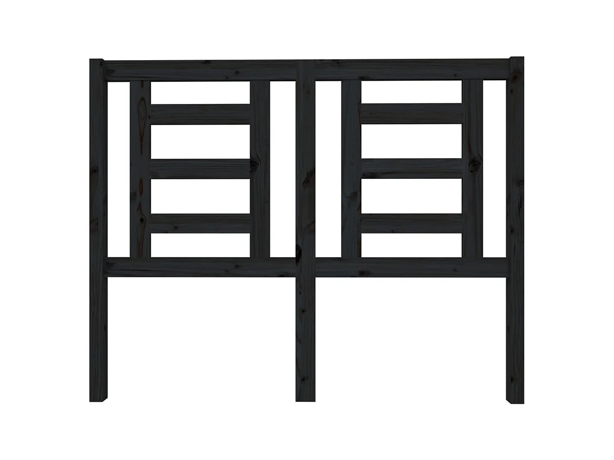 Cabecero negro 126x4x100 cm Madera maciza de pino