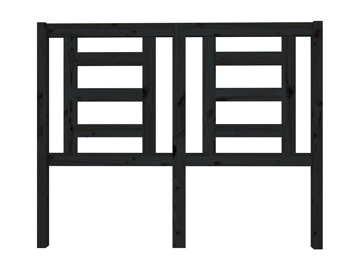 Zwart hoofdbord 126x4x100 cm Massief grenenhout