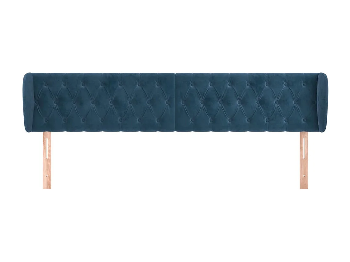 Tête de lit avec oreilles Bleu foncé 203x23x78/88 cm Velours