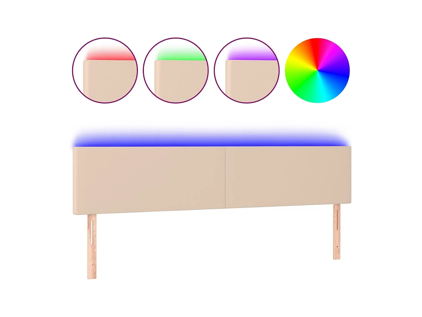 LED hoofdbord Cappuccino 200x5x78/88 cm Kunstleer