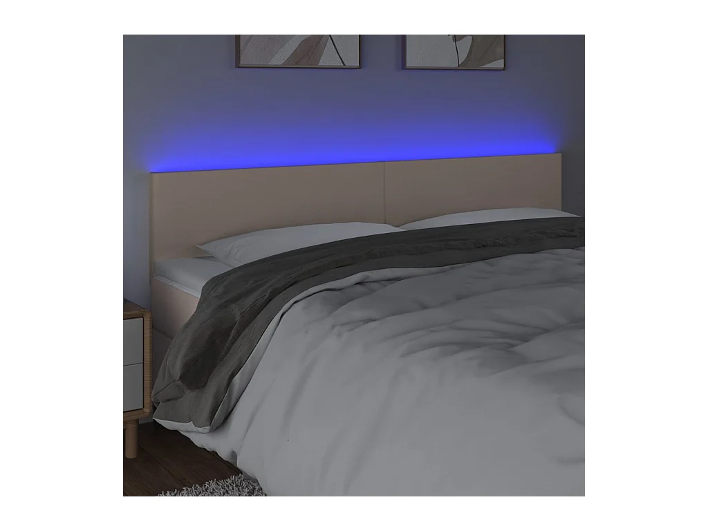 LED hoofdbord Cappuccino 200x5x78/88 cm Kunstleer