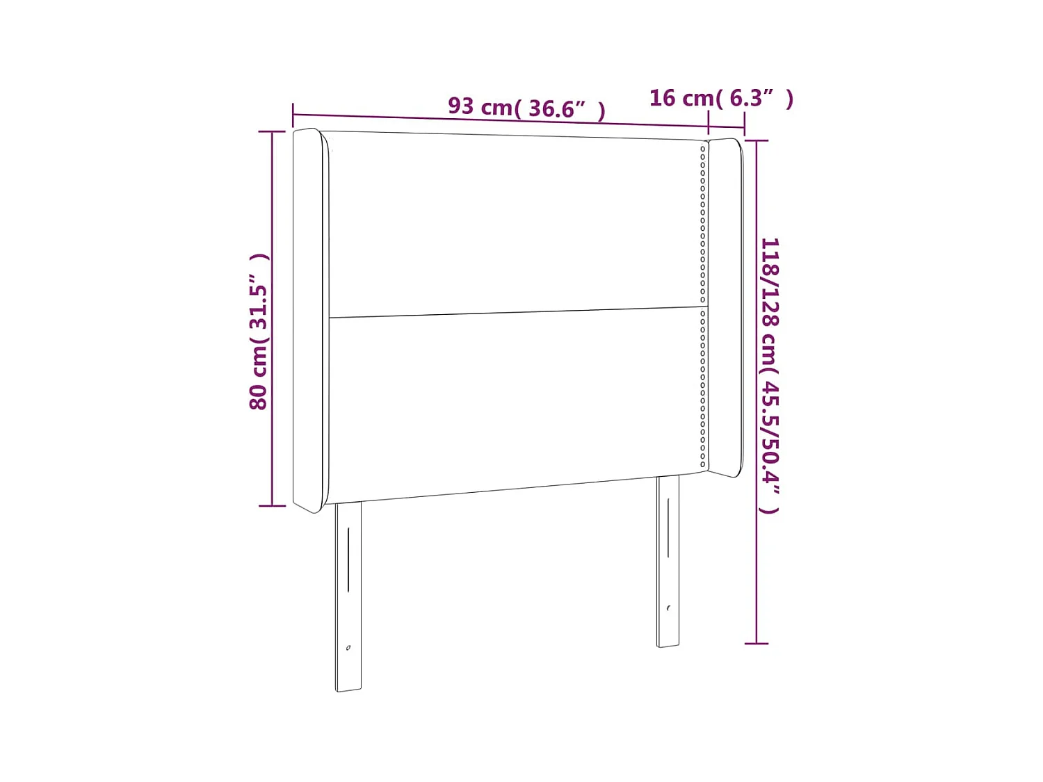 Hoofdbord met vleugels Grijs 93x16x118/128 cm Kunstleer