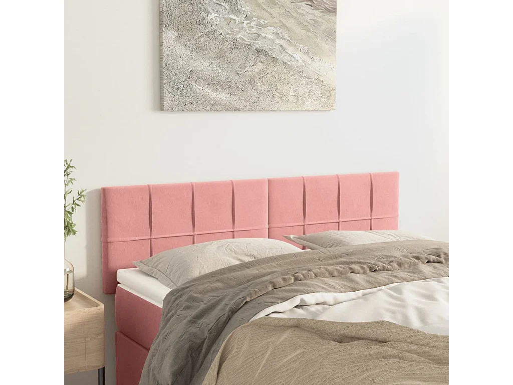 Kopfteile 2 Stk. Rosa 72x5x78/88 cm Samt