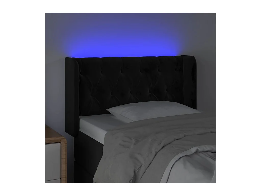 Zwart LED hoofdbord 83x16x78/88 cm Fluweel