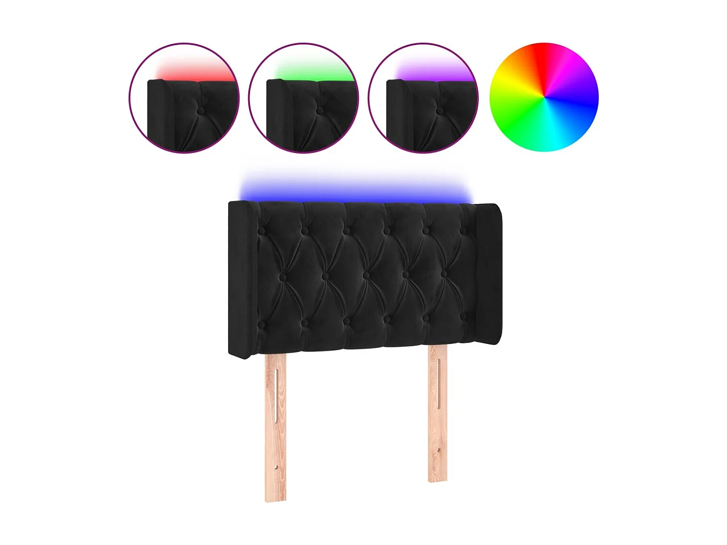 Cabecero LED negro 83x16x78/88 cm Terciopelo