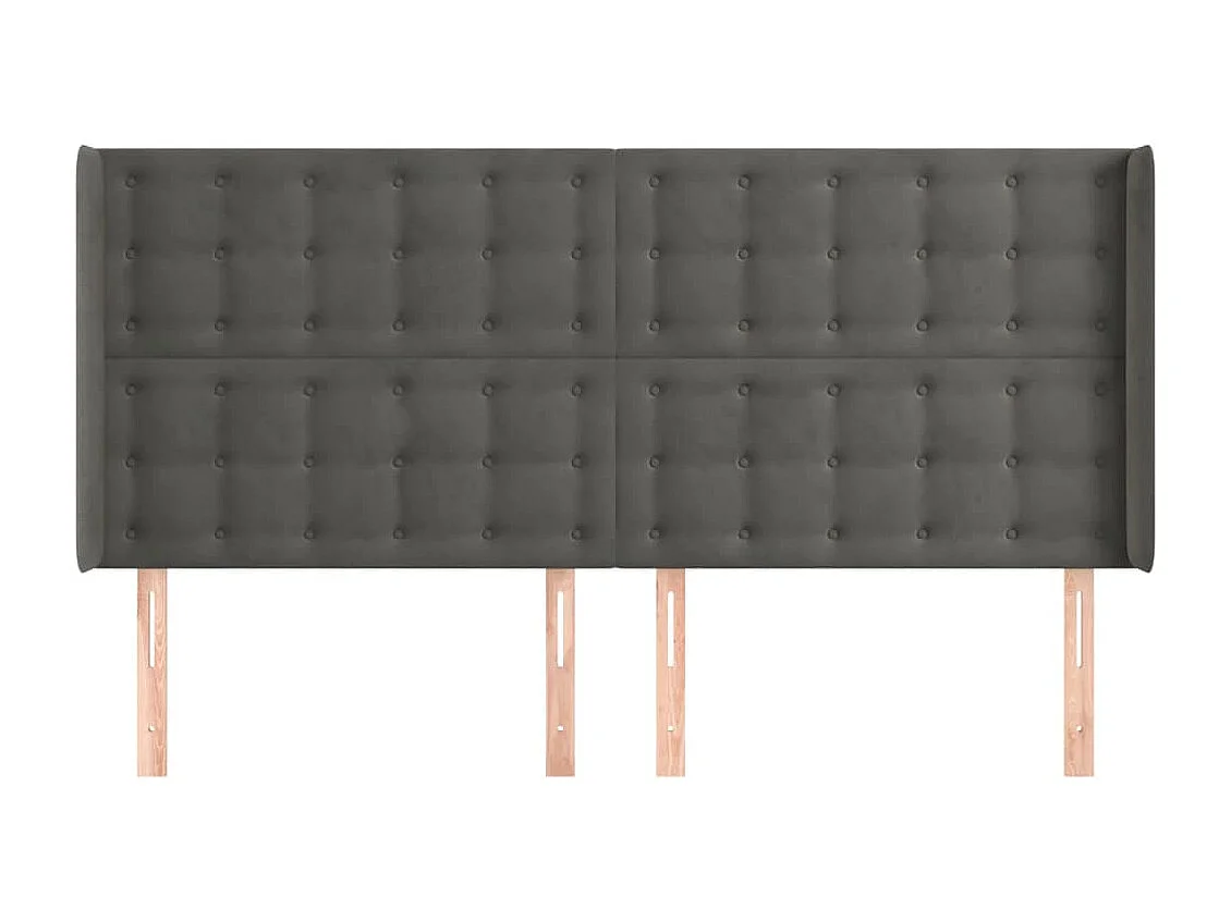 Hoofdbord met vleugels Donkergrijs 163x16x118/128 cm Fluweel