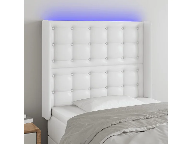 LED-Kopfteil Weiß 83x16x118/128 cm Kunstleder