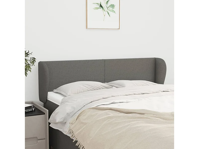 Tête de lit avec oreilles Gris foncé 147x23x78/88 cm Tissu