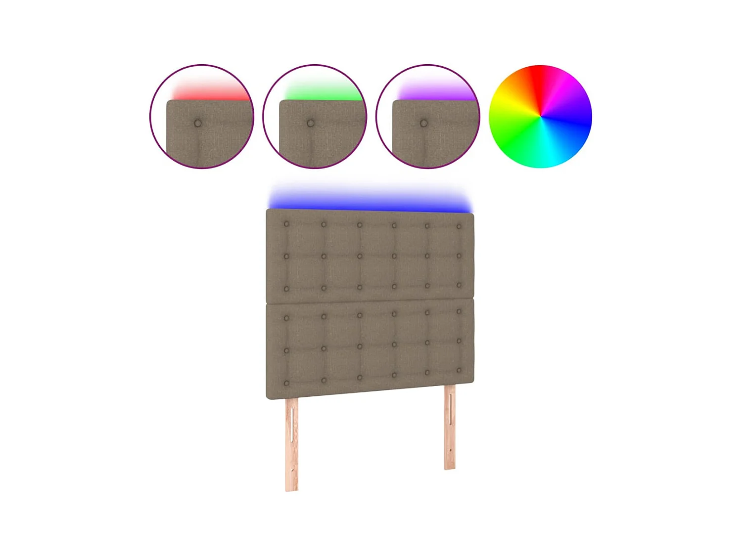 Taupe LED Hoofdbord 80x5x118/128 cm Stof