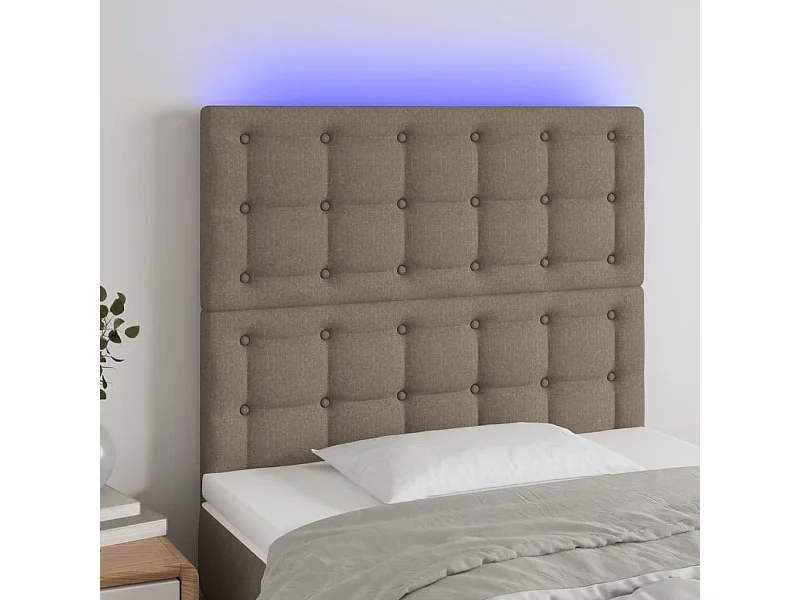 Tête de lit à LED Taupe 80x5x118/128 cm Tissu
