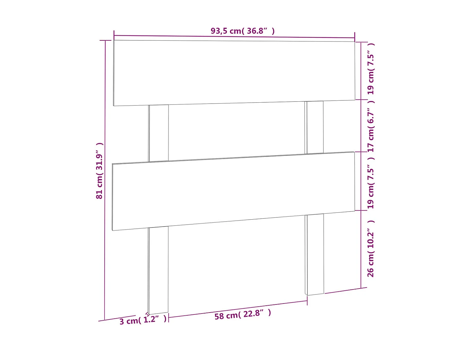 Wit hoofdeinde 93,5x3x81 cm Massief grenenhout