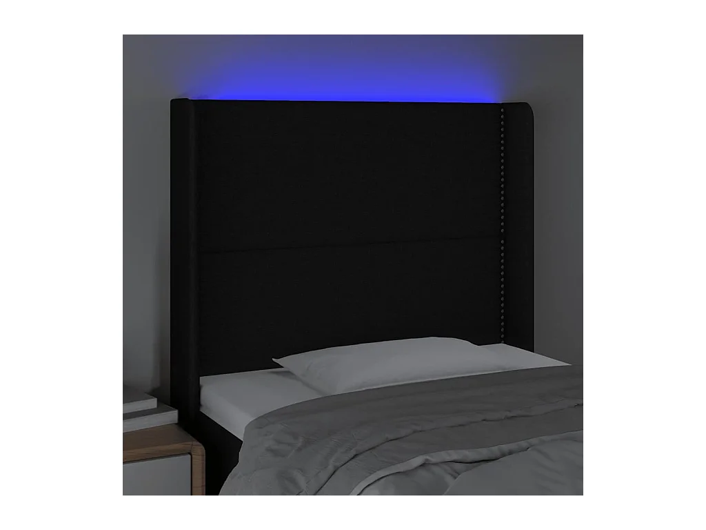 Cabecero LED Negro 83x16x118/128 cm Tela