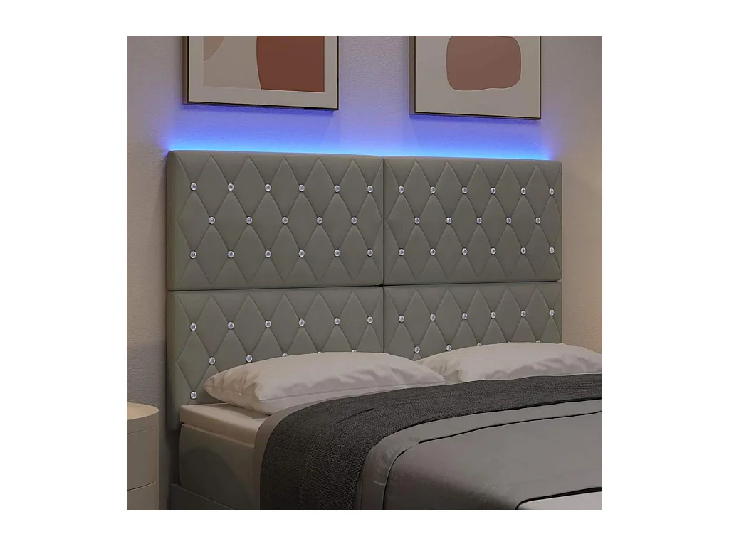 Argyle LED Hoofdbord Lichtgrijs 144 cm Fluweel