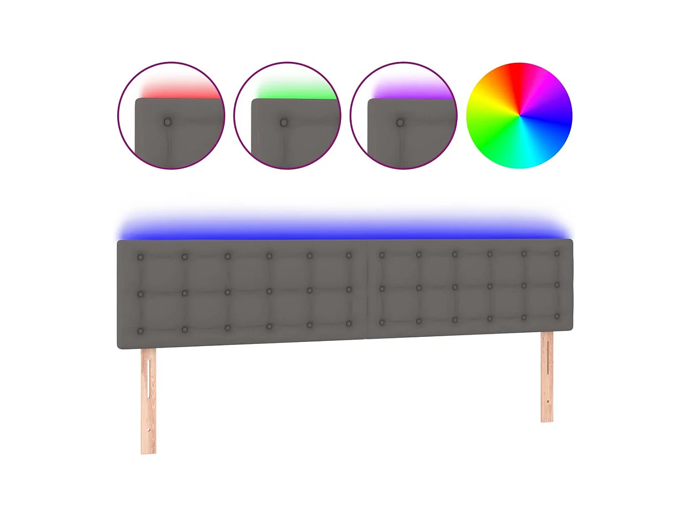 LED-Kopfteil Grau 180x5x78/88 cm Kunstleder