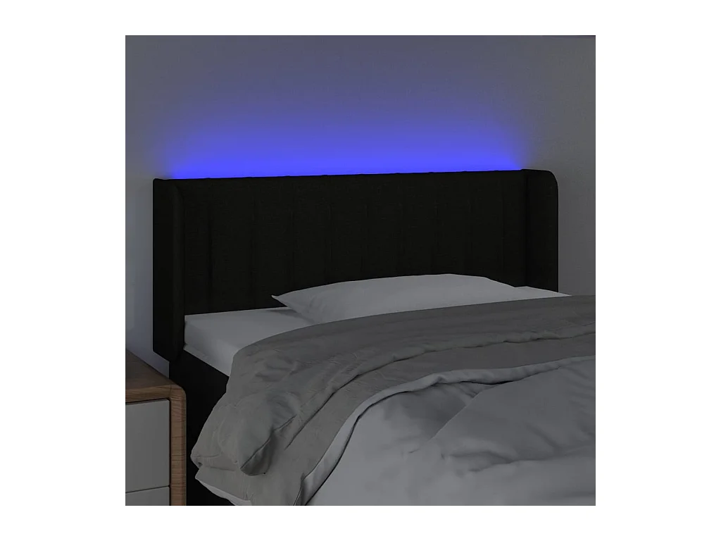 Tête de lit à LED Noir 83x16x78/88 cm Tissu