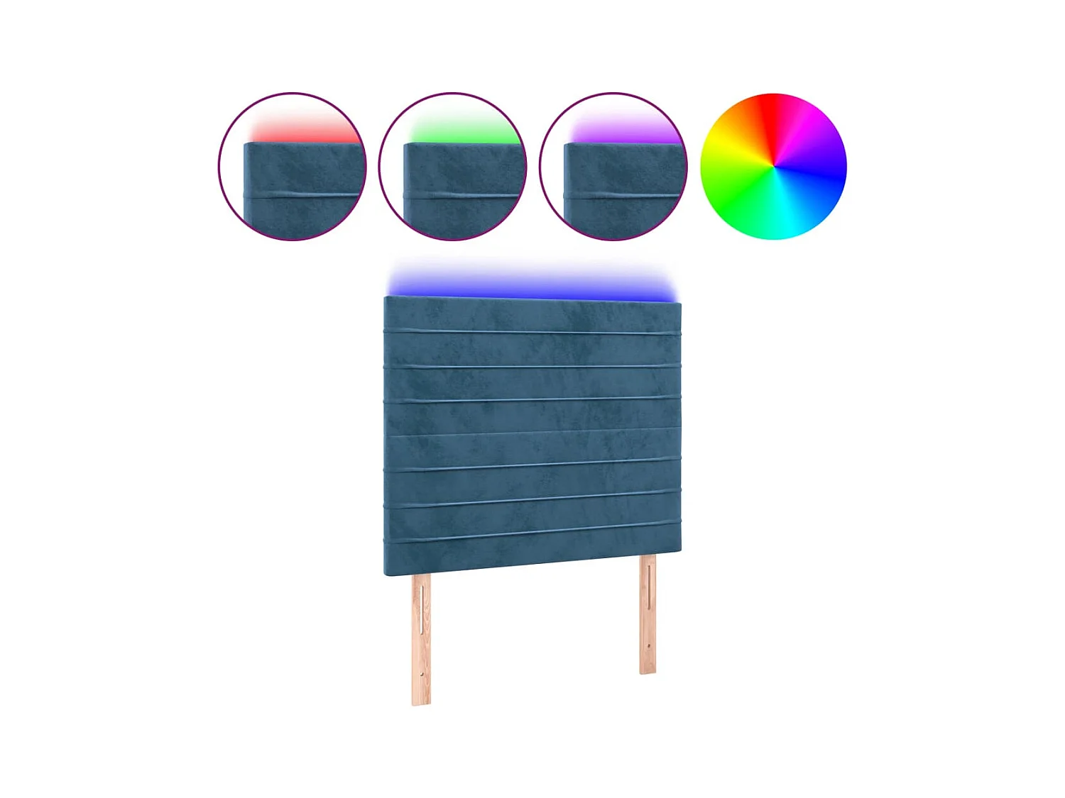 LED Hoofdbord Donkerblauw 90x5x118/128 cm Fluweel