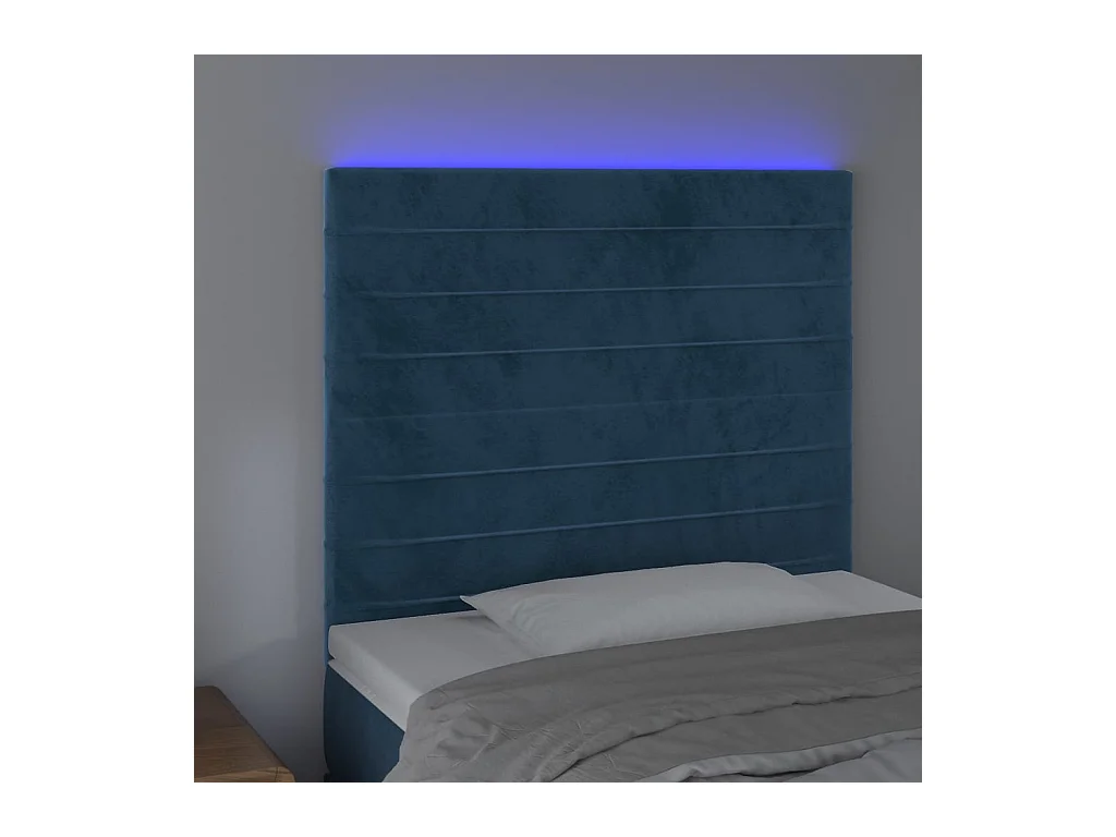 LED Hoofdbord Donkerblauw 90x5x118/128 cm Fluweel
