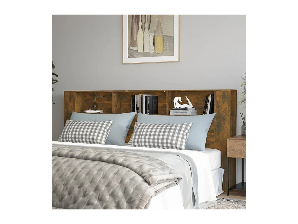 Gerookt eiken hoofdeinde kast 220x18,5x104,5 cm