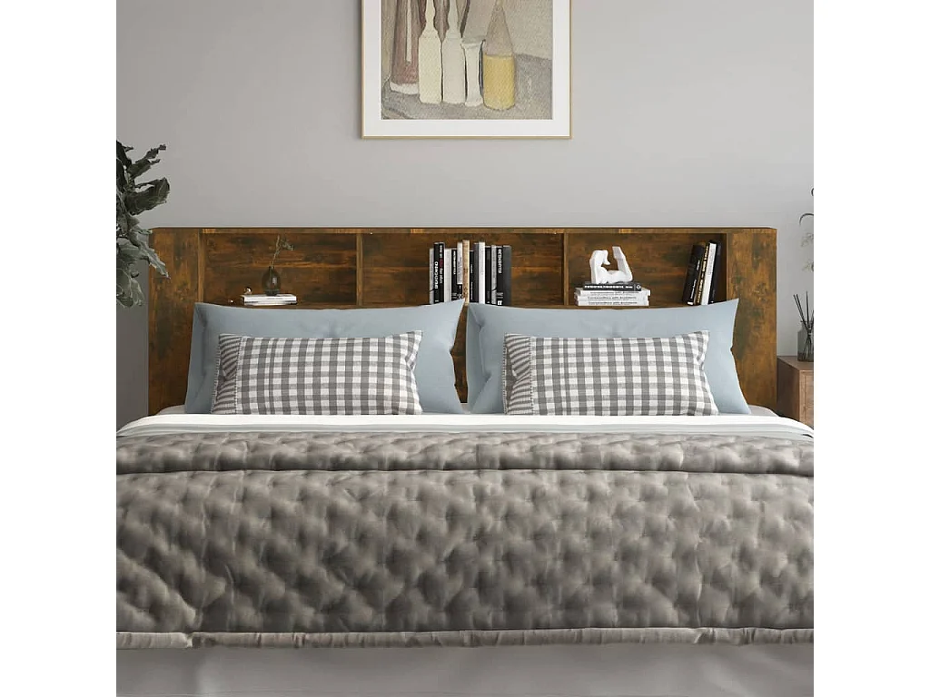 Cabecero de cama de roble ahumado 220x18,5x104,5 cm