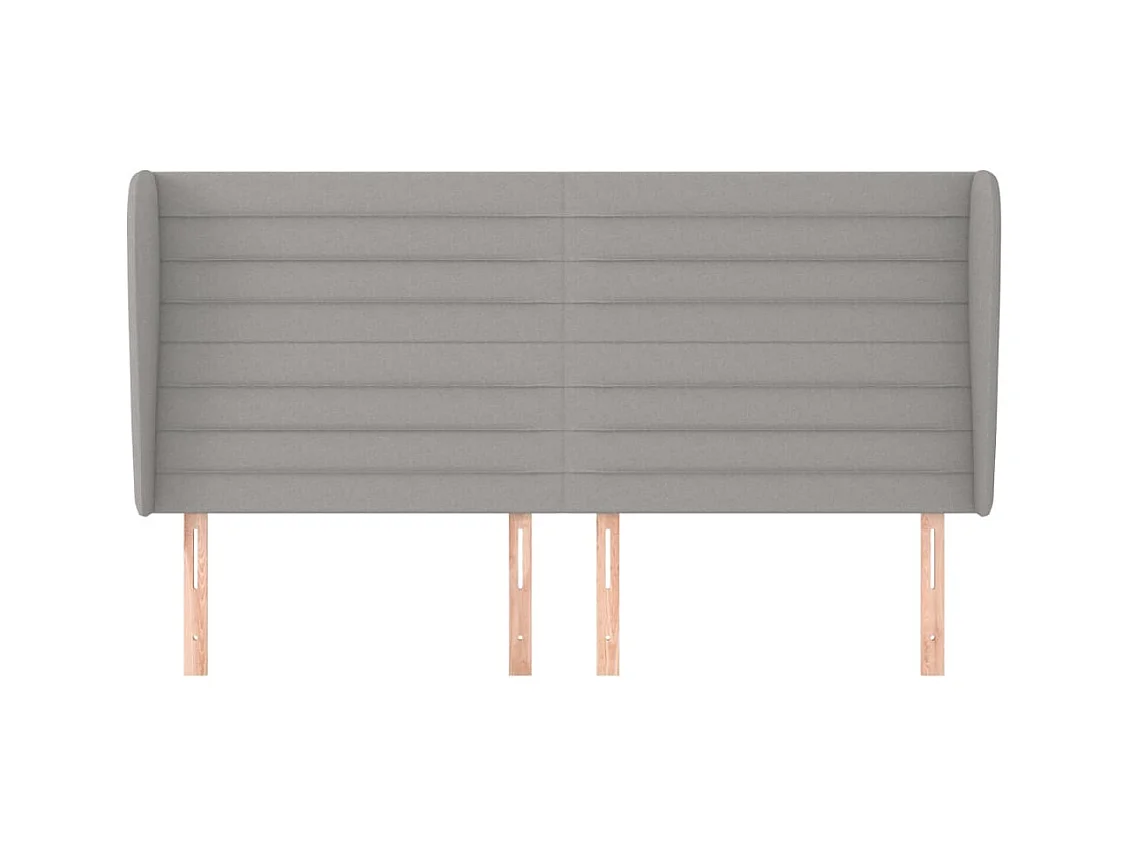 Hoofdbord met vleugels Lichtgrijs 183x23x118/128 cm Stof