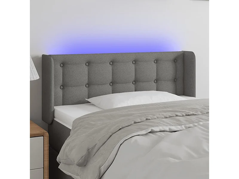 Cabecero LED Gris oscuro 93x16x78/88 cm Tejido