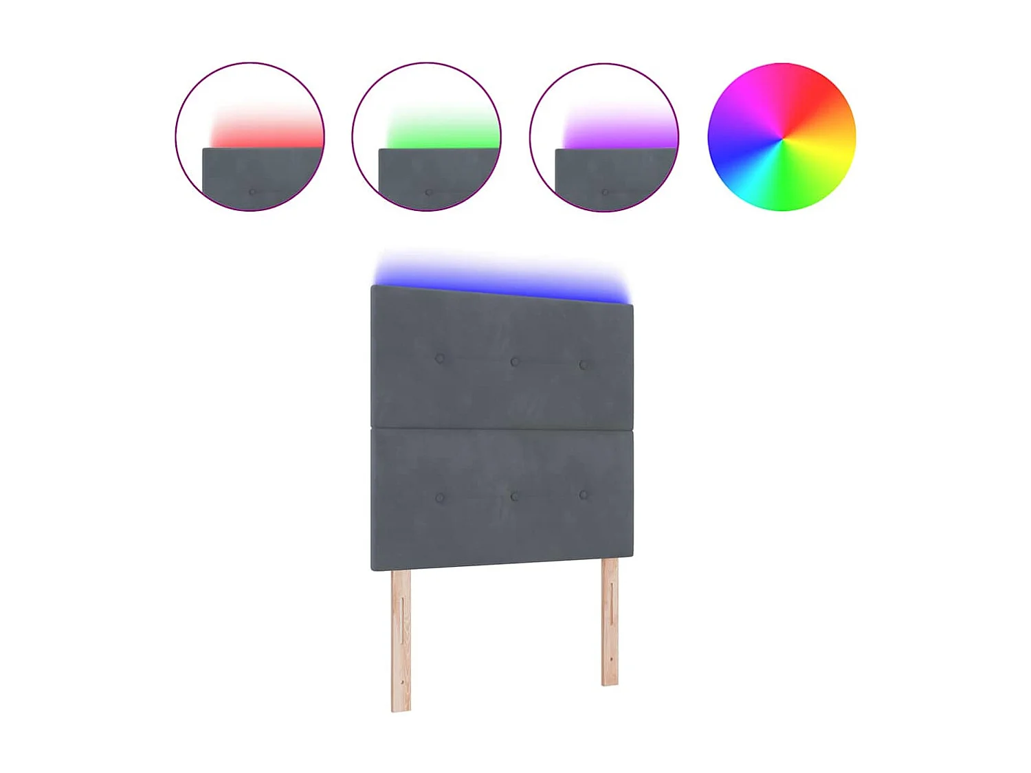 Kopfteil mit LED-Leuchten Verstellbar Grau 80 cm Samt