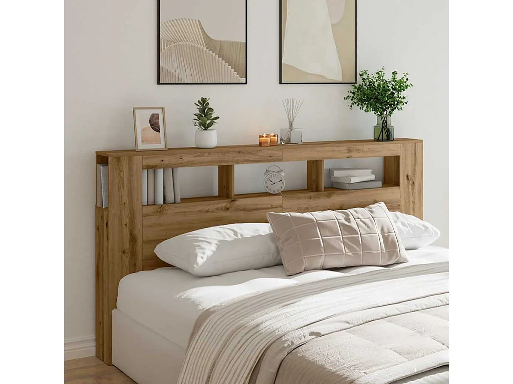 LED hoofdbord in handgemaakt eikenhout 200x18,5x103,5 cm