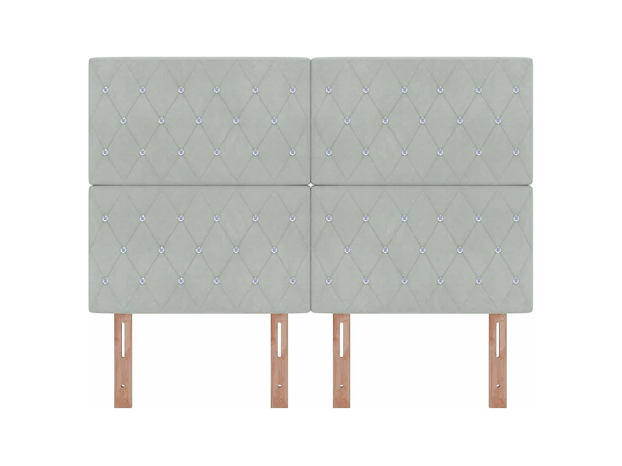 Tête de Lit en Velours Argyle Gris clair 140 cm Velours