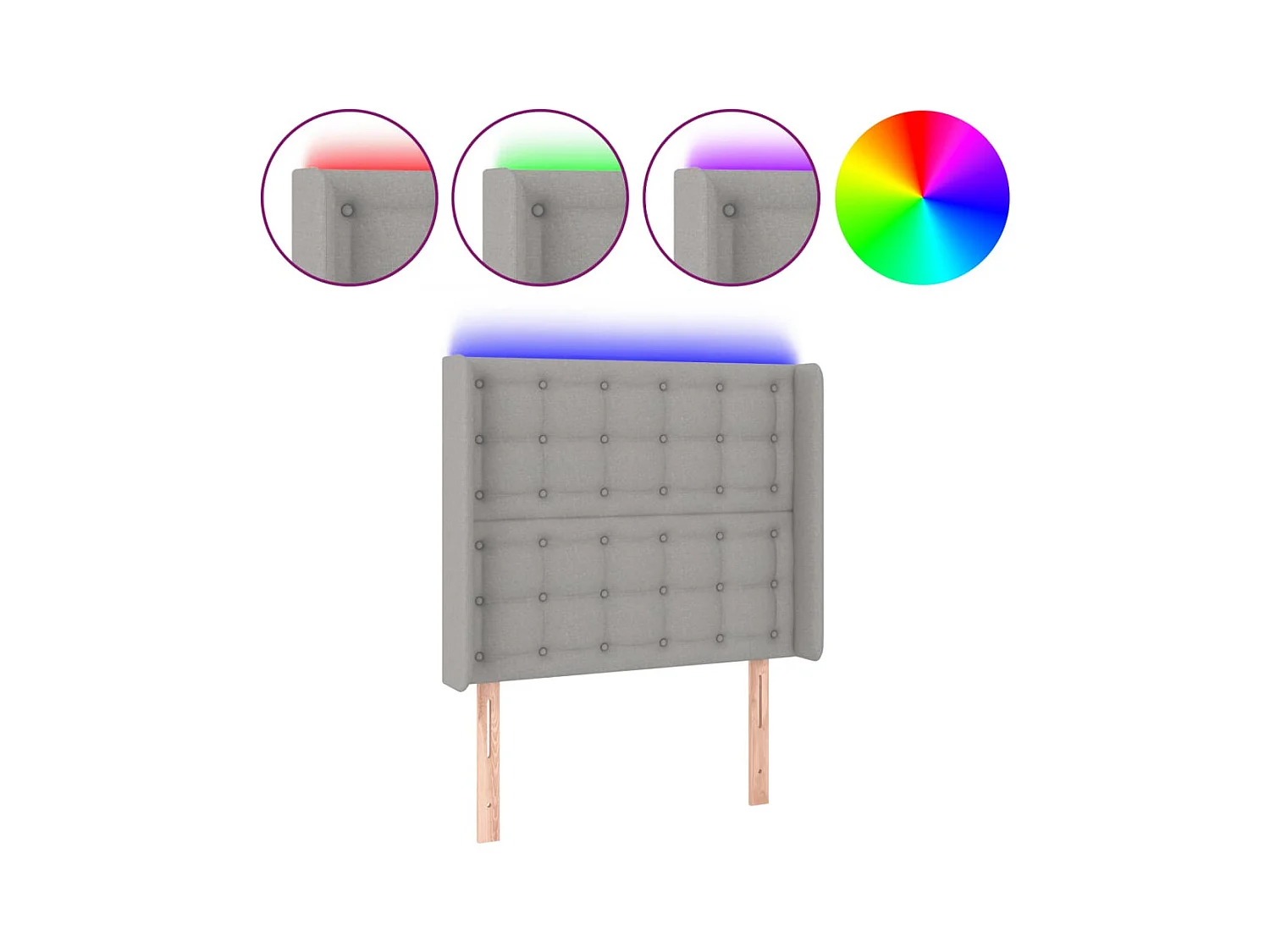 LED hoofdbord Lichtgrijs 83x16x118/128 cm Stof
