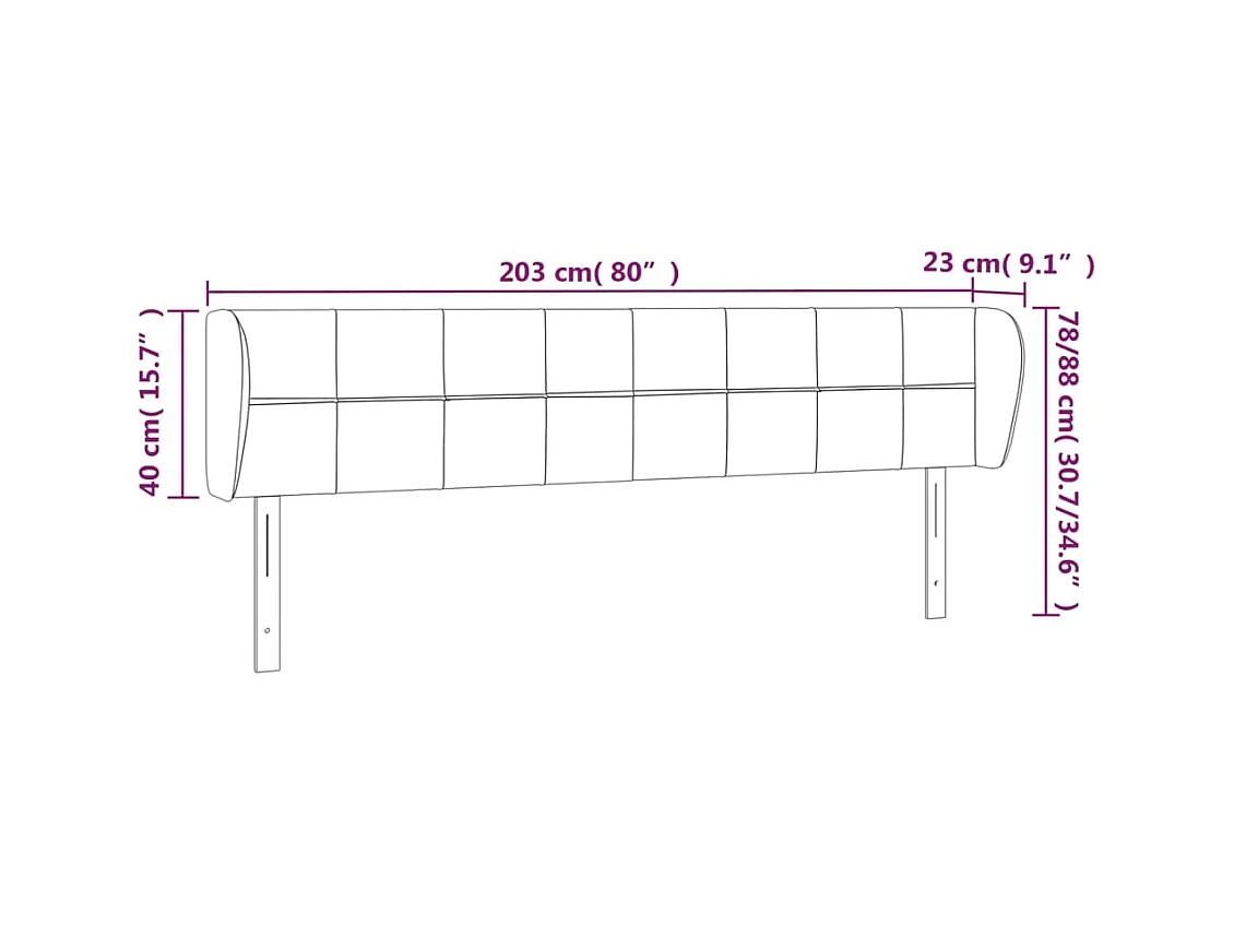 Hoofdbord met oren Blauw 203x23x78/88 cm Stof